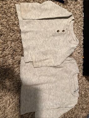 Baby Light Gray Knit Long-Sleeve Tops